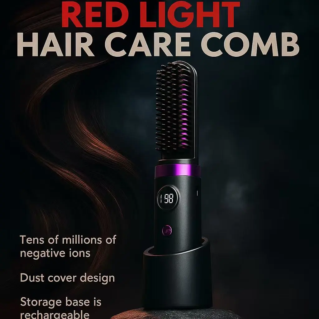 Wireless Portable Mini Hair Straightener, LED Display, USB Charging, Three Temperature Settings, Quick Heating, Ideal for Travel and Office