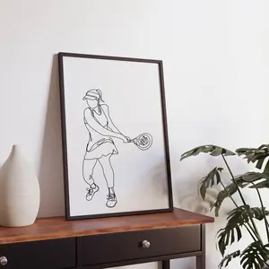 Unframed, Room Decor, Minimalist Padel Tennis Line Art Print, Ball Poster, Simple Sketch,, Racket Sport Wall Art, Room Decoration  – 5 Size, 8x12 to 27x40 inch