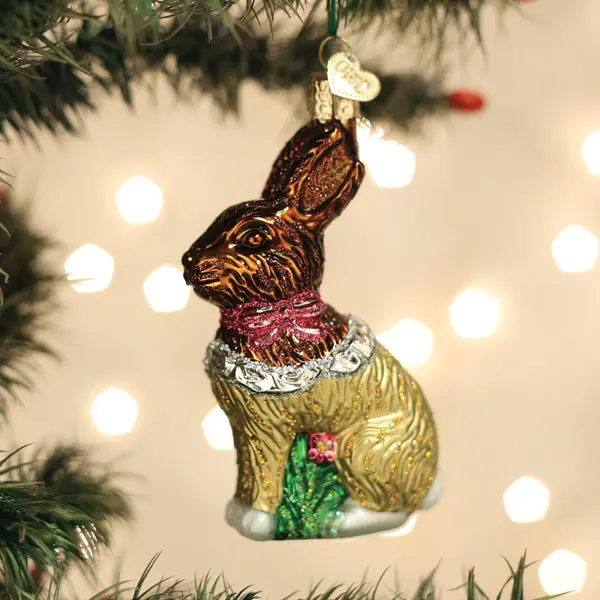 Chocolate Easter Bunny Tree Hanging Ornament - Cute Animal Figurine, Traditional German Bunny Theme Decoration for Home Party Supplies