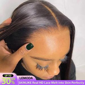Lemoda 5x5 SKINLIKE Real HD Lace Closure Wig Virgin 12A Straight Curly Human Hair Wig 180% Density 0.10mm Ultra-thin Invisible Lace Deep Wave Closure Wigs Human Hair Melted Crystal HD Lace