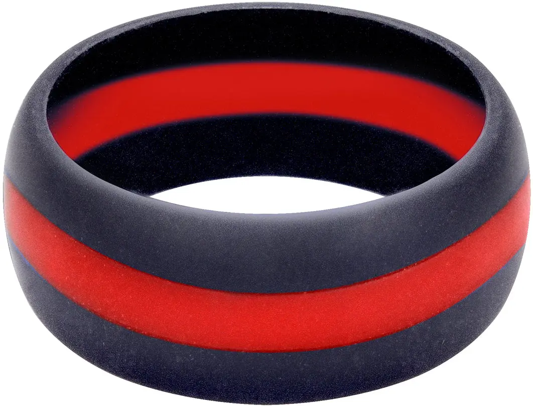 Thin Red Line Silicone Ring Firefighter Support Band Durable Medical Grade Silicone