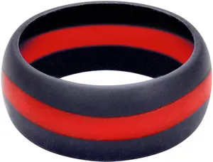 Thin Red Line Silicone Ring Firefighter Support Band Durable Medical Grade Silicone