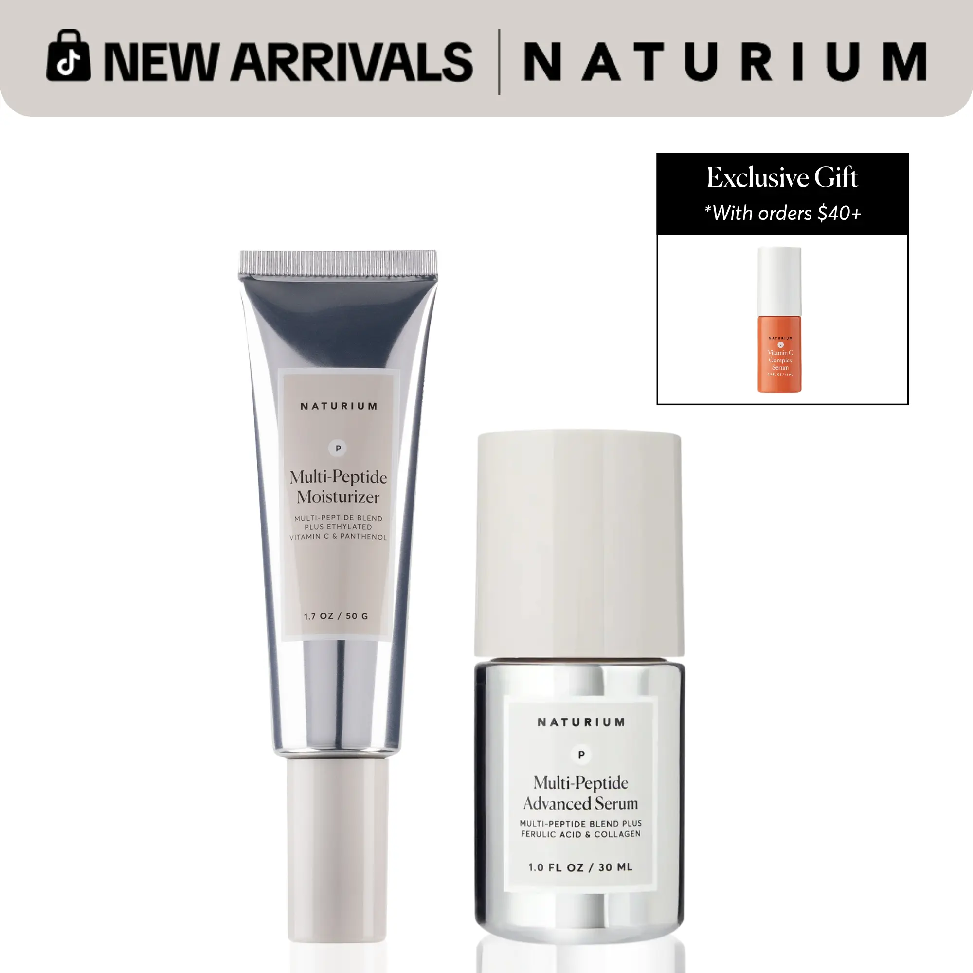 Naturium Multi-Peptide Skincare Duo - Peptide Skincare Bundle, Multi-Peptide Advanced Serum & Multi-Peptide Moisturizer