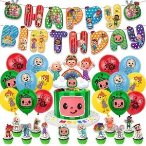 "Watermelon Family" Birthday Party Decorations & Supplies Set: Banner, Cake Toppers, and Balloons