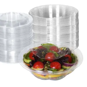 [600 Pack] 24oz Salad Bowls To-Go with Lids - Crystal Clear Plastic Disposable Salad Containers | Airtight, Lunch, Salads, Parfait, Fruits, Leak Proof, Airtight, Fresh, Meal Prep | Rose Bowl Container