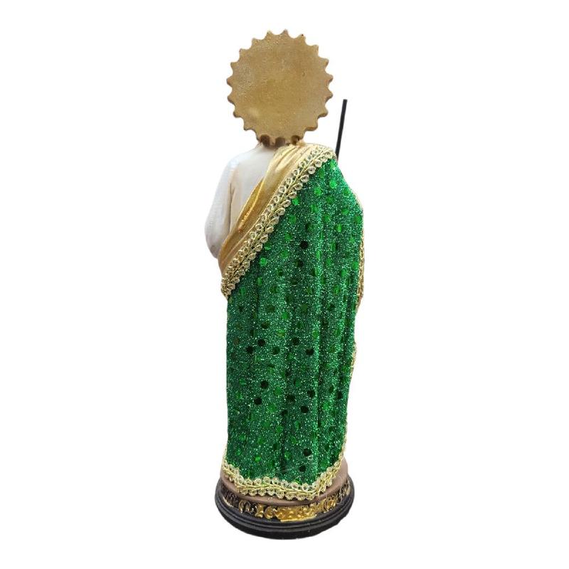 San Judas 8" Inches Tall Statue Vestido Tela Green and Gold Robe Religious Decor Saint Jude patron saint Religious Decor