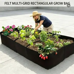 Mid Year Sale 8 Grid Divided Fabric Raised Garden Bed, 128 Gallon Extra Large Thick Breathable Growing Bags, Rectangular Separate Planting Box For Vegetables Potatoes Herbs Flowers, Indoor Outdoor Backyard Patio Floor Planter