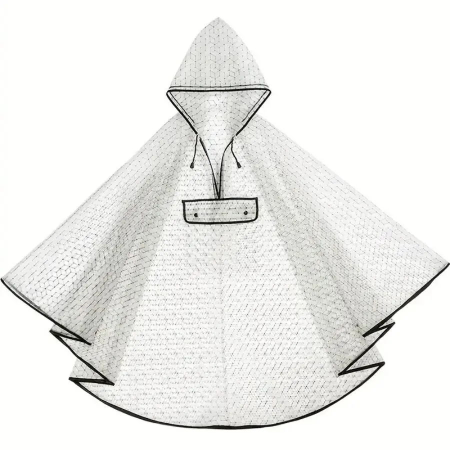 Lightweight Transparent Rain Poncho, Reusable Outdoor Waterproof Cape with Hood, Ideal for Daily Commute, Hiking, Travel & Theme Parks, EVA Waterproof Hooded Raincoat