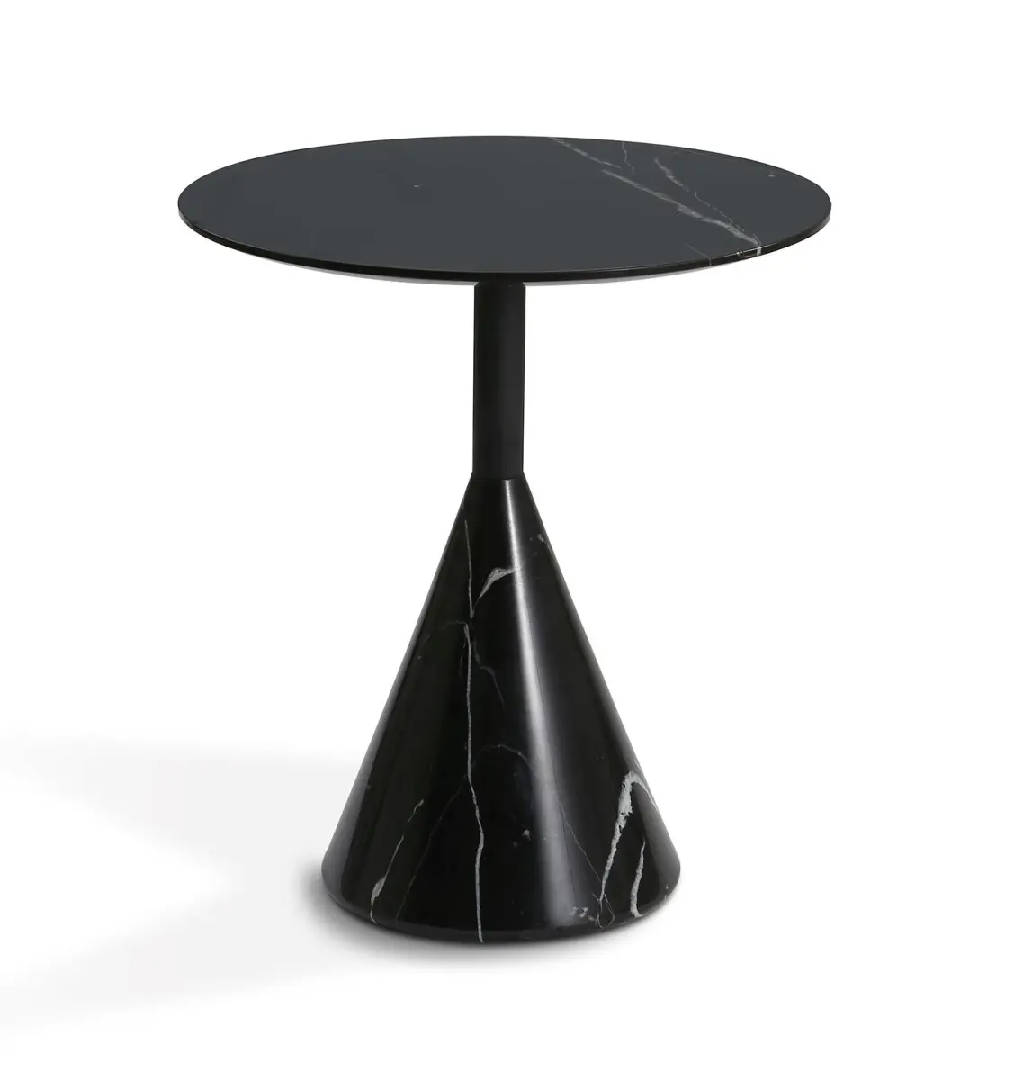 360 stand Cosette Series Round Shape Marble Top Indoor Side Table - 70cm, White, Model ST8644-50A-WE, Circle Pedestal Tables, Modern Accent Table