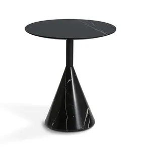 360 stand Cosette Series Round Shape Marble Top Indoor Side Table - 70cm, White, Model ST8644-50A-WE