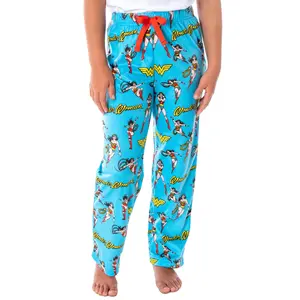 DC Comics Girls' Wonder Woman Vintage Character Allover Pattern Kids Lounge Sleep Pajama Pants