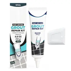 Tile Grout Repair Kit - White Premixed  Sanded Grout Filler for Bathroom, Shower, and Kitchen, Water-Resistant Tube with Applicator, Fills Cracks and Gaps,  Drying (8.8oz / 250g)