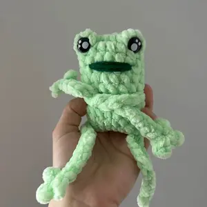 Leggy Frog, Crochet Stuffed Animal, Crochet Frog, Frog Stuffy, Yarn, Green Frog
