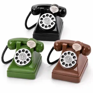 Retro Telephone Piggy Bank Decorative Coin Bank, Vintage Phone Money Box with Top Coin Slot and Cute Angel Dial, Plastic Savings Bank for Desk Shelf Entryway Decor, Giftable Money Holder for Home Office Bedroom, Black Green Brown