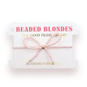 Pink Pearl Beaded Bow Bracelet