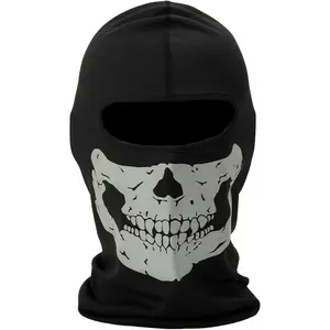 Black Balaclava Ghosts Skull Full Face Mask, Carnival Masks Tactical Balaclava Hood for Men Women Youth Halloween Cosplay Outdoor Sport Cycling Hiking Skiing