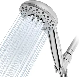 Chrome High Pressure Handheld Shower Head with 5 Spray Modes, 59in Stainless Steel Hose, and Adjustable Bracket – Bathroom Shower Fixture for Home Improvement