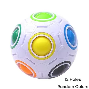 Rainbow Cube Ball Toy, 12 Holes, Random Colors, Unisex Puzzle Game, Stress Relief Magic Ball, Hand-Eye Coordination, Ages 3+