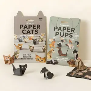 Interesting animal origami kit, DIY paper cats, dogs, and dinosaur folding animals, various animal materials, DIY crafts to develop handcraft skills, a gift for origami enthusiasts, Christmas gift, Origami Set