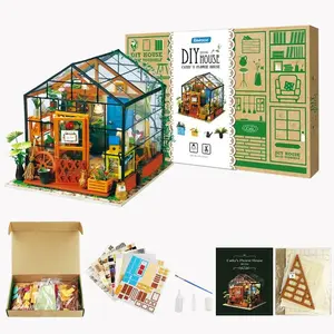 Robotime Rolife Drop Shipping 3D Wooden Puzzles DG104 Assembled Toys Gift Set DIY Miniature House Kit