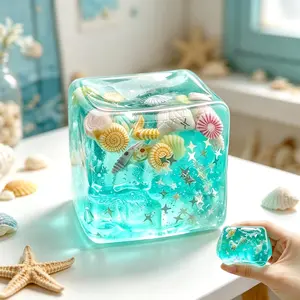 Ice Cubes Stress Balls, Ice Cubes Marine Shells Squishies Toy, Soft Slow Rise Squishy Stress Relief Sensory Toy, Squeeze Ball Hand Toys, Stretchy Fidgets Toys, Decompression Ball, Ice Block Squishy