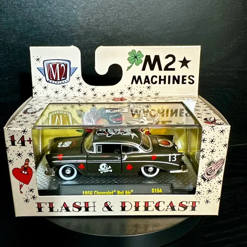 M2 Machines Flash & Diecast 1956 Chevrolet Bel Air 1:64 Scale DIECAST Black/Red/White