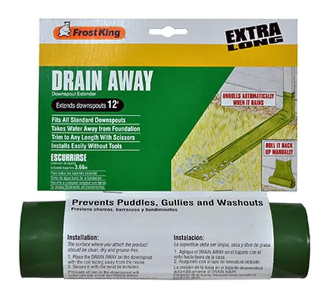 Frost King Flexible Manual Roll-Up Downspout Extender, 12 ft x 7 in, Green, for Water Runoff Control, Roll It Back Up Manually, Trims to Any Length with Scissors, Easy Installation