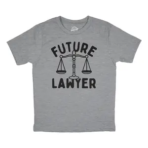 Youth Funny T Shirts Future Lawyer Sarcastic Graphic Novelty Tee for Kids Funny T Shirts Funny Sarcastic Short Sleeve Novelty Tees for Kids Light Grey