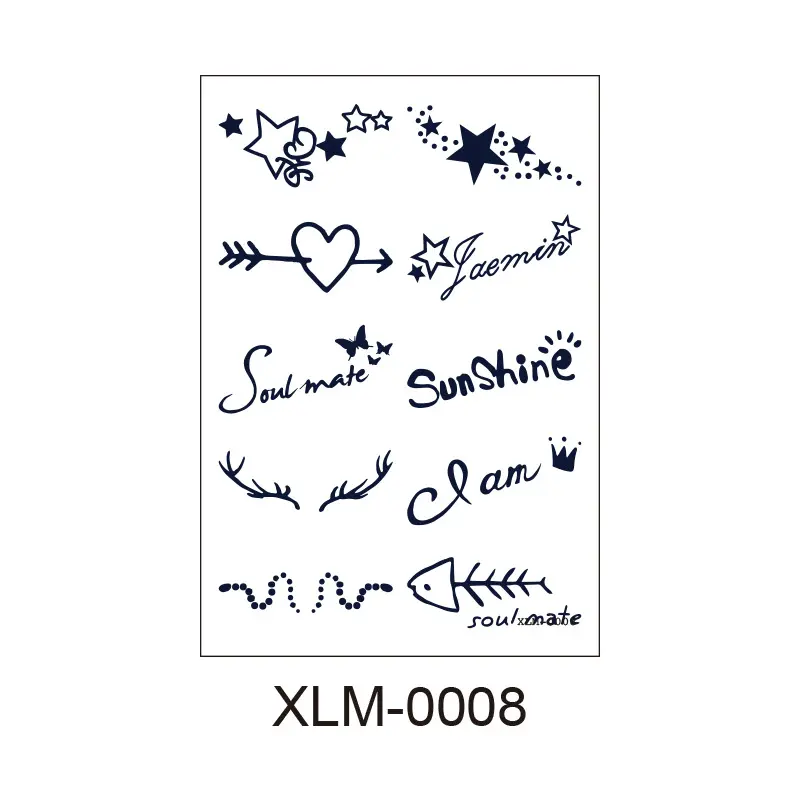 Letters Poems, Long Lasting Semi-Permanent Tattoo Stickers 2 sheets, Temporary Tattoo, Fashion, Waterproof, last 1-2 Weeks