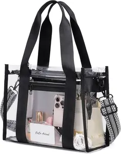 Clear Bag for Stadium Events,Large Clear Tote Bag with Outer and Inner Zip Bag for  Events, Concerts, Work, Beach