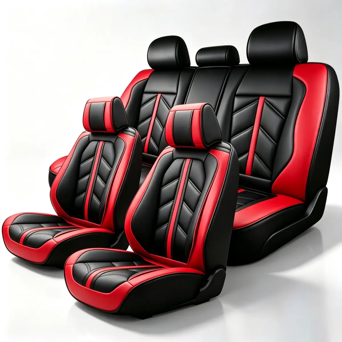 3D Soft Touch Leather Full Set 5-Seat Car Covers, Non-Slip Waterproof Front & Rear Cushion Protectors, Fits 40/60 60/40 50/50 40/20/40 Split Rear Benches, All-Season Auto Parts Accessories, Universal Cars Accessories Interior Decoration