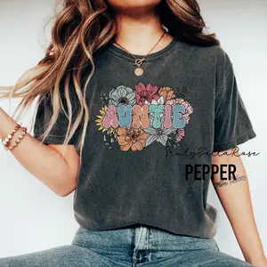 AUNTIE floral shirt comfort colors Casual Comfortable