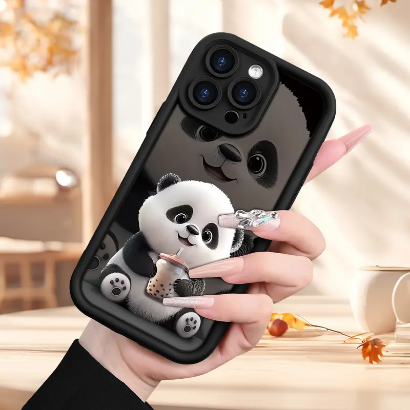 Silicone Soft Smartphone Case Cover for iPhone - Multi-Model Fit for iPhone 17,16 Pro Max,15 Plus,14,13 Mini,12,11,X,XR,XS - Creative Panda Pattern, Shockproof, Drop-Resistant, Anti-Scratch Strapless Casing Accessory with Protection for Women