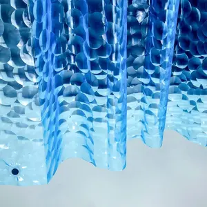 EVA 3D Blue  Water Cube Plastic Shower Curtain Liner -  Light Weight 72" x 72" Blue Bathroom Shower Showroom Curtain Liner with Rustproof Metal Gromments and Weighted