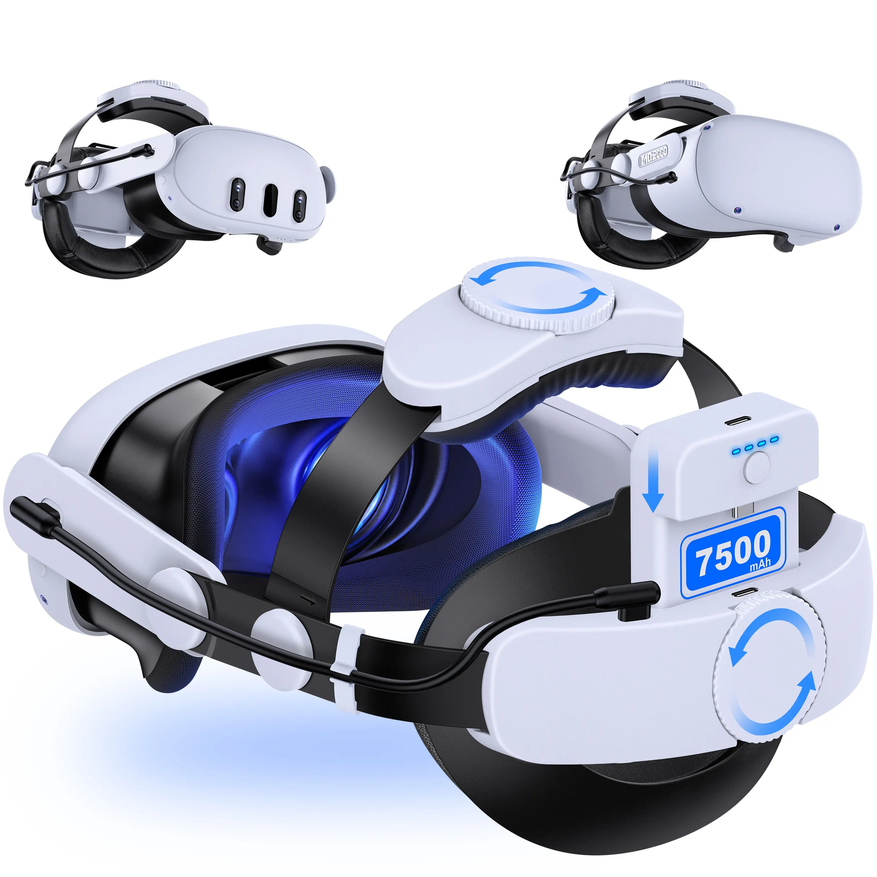 Head Strap for Meta Quest 3/Quest 2,Double Knobs Adjustable Elite Strap with Detachable Battery Pack,VR Accessories Strap Enhanced Support&Comfort Extend Playtime for Oculus Quest 3/2