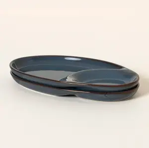 Ceramic Olive Oil Appetizer Plates | Set of 2 | Elegant Dining & Charcuterie Serveware, Condiment Dish, Olive Dish, Small Plate, Dinnerware Set