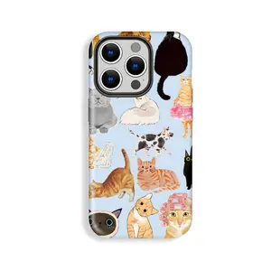 Cute Cat Pattern, Suitable for IPhone17 Pro Max, 17Pro, 16Pro, 15, 14, 13, 12. Beautiful Phone Case |     Shockproof Protective Case |     Smart Phone Case, A Gift for Girls and Boys