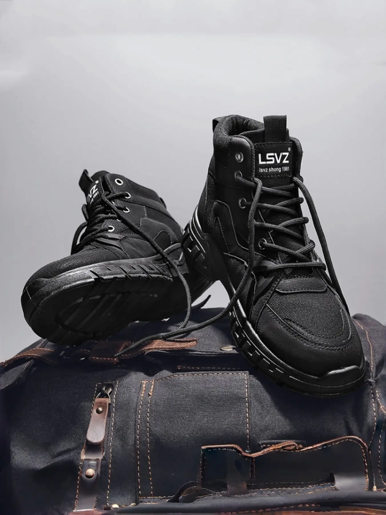 1 Pair Men's Rugged Workwear Boots | Retro Techwear Style | Pig Nubuck + Breathable Fabric + Non-Slip Rubber Outsole + 3 Color Options | Outdoor Hiking / Construction Sites / Daily Commutes, Durable Tough Guy Boots