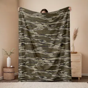 1pc 280gsm Home Camouflage, Brown, Wood Texture, Natural, Neutral Tone Pattern Large Flannel Blanket, Sofa, Bed Blanket, Car Blanket, Outdoor Garden Warm Blanket