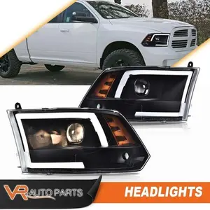 Fit For 09-12 Ram 1500-3500 LED Tube Projector Headlight Headlamp Corner Lamp Projector Light  Bolt-On Fit