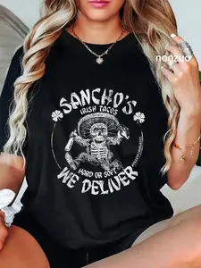 100% Cotton Sancho's Iris Tacos Hard Or Soft We Deliver T-Shirt