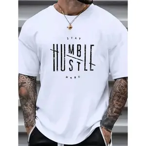 Plus Size Graphic T-shirt for Men with Creative Letter Print Ideal for Summer Comfort