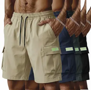 Men's cargo shorts, diagonal pockets, versatile casual wear, everyday wear men's shorts work short color solid