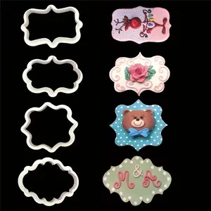 2 Sets Vintage Plaque Frame Cookie Cutters Set - Decorative Pastry and Fondant Cutting Molds for Baking Enthusiasts - Easy-to-Use Plastic Tools for Creating Beautiful Cakes and Pastries Baking Supplies