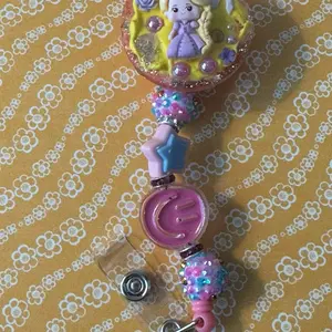 Amy The Princess Badge Reel with Sparkling Beads and Detachable Clip for Easy Attachment