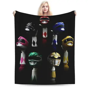 Flannel Blanket in Power Rangers Style, Modern Design, Non-Fluffing, Soft and Warm, Ideal for Home and Office Use, Perfect Gift for Family and Friends, Cozy Blanket, Ideal for Sofas and Beds, Excellent for Office, Camping, Travel and Home Decoration, Warm