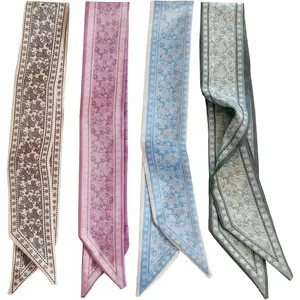 4PCS Hair Scarf Satin Head Scarf for Women Lightweight Silky Boho Scarves Purse Scarf for Handbags Accessories