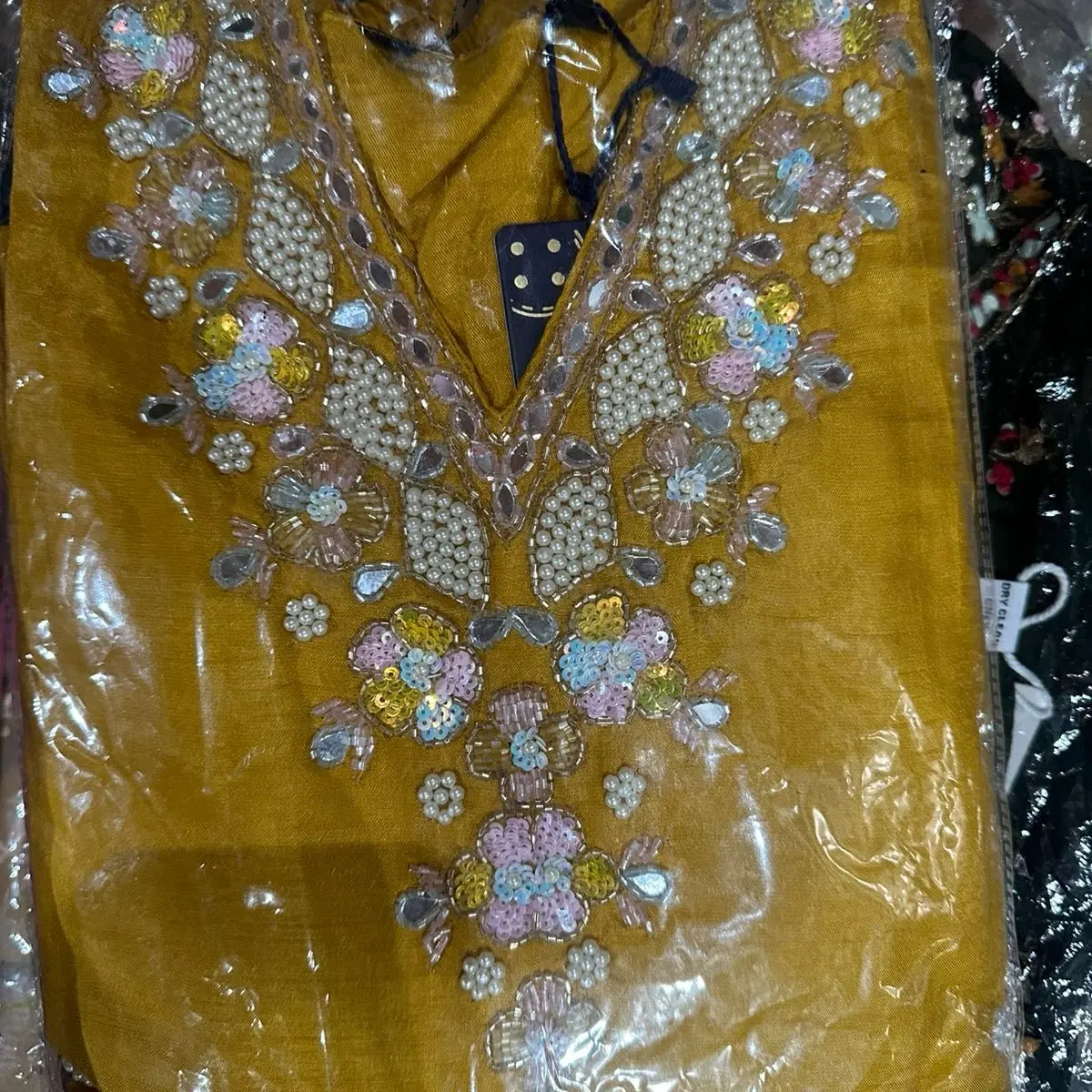 Red/Yellow Boutique Work Silk Kurta Suit with Organza Floral Print Shawl - (size M to 2XL)Traditional Dress for Women