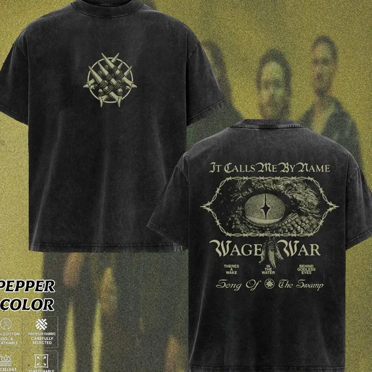 Men's T-Shirt, Wage War Oversized Gothic Metalcore Graphic Apparel in 100% Cotton with a Seamless Round Neck, Streetwear, Shortsleeve, Top, Classic, Casual Stylish Tee, Menswear