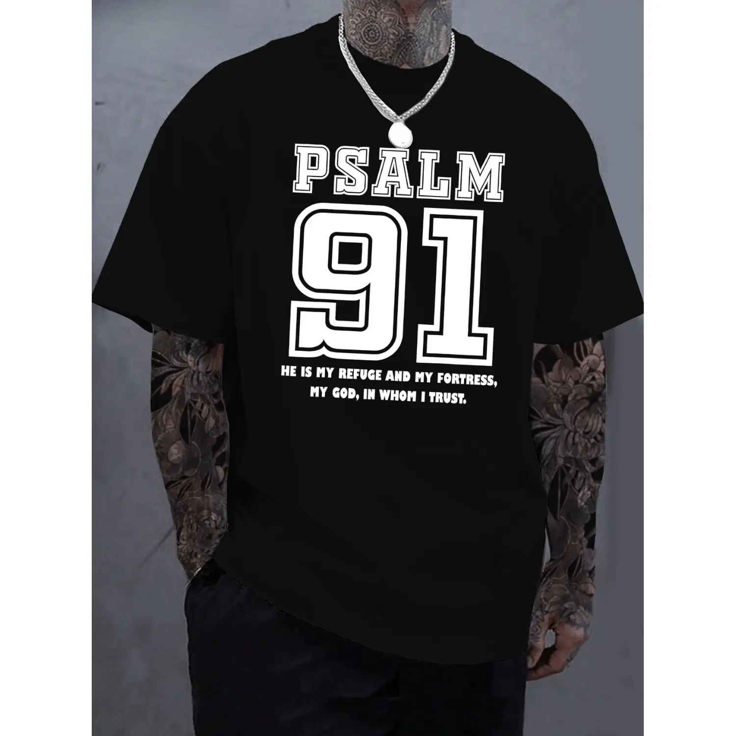 Cotton Golf Gift T-Shirt For Men and Women Casual• mens psalm 91 printed cotton t shirt casual crew neck soft breathable white with black text comfortable for casual attire casual wear crew neck tshirt soft cotton tee black B13